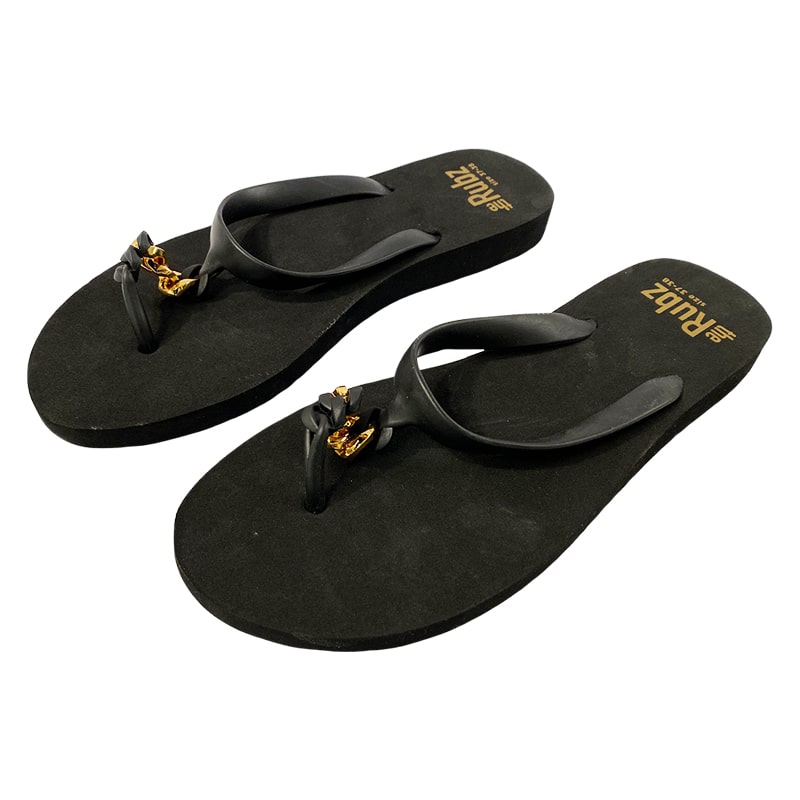 Flip-flops fra trendy "The Rubz" Unisex – Swart og Gull Metall