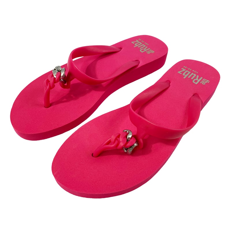 Flip-flops fra trendy "The Rubz" Unisex – Rosa og Sølv Metall