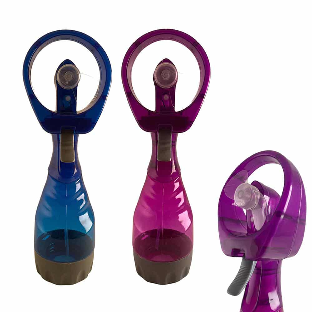 Håndvifte med vannforstøver (kjølende vannstøv til varmen)