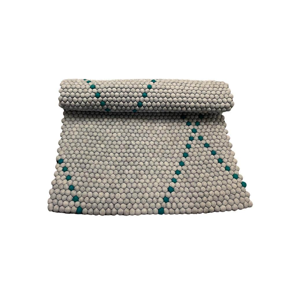 Teppe i 100 % ren Nepal-ull – blå/grå – 100 x 70 cm