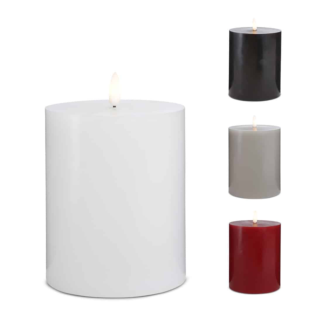 LED stearinlys - 1 stk. - ø10 x 15 cm - m/3D flamme - (flere farger)