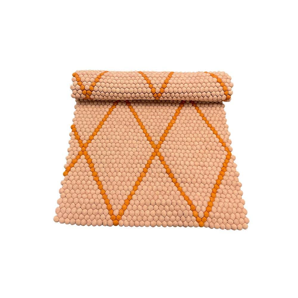 Teppe i 100 % ren Nepal-ull – lyserød – 100 x 70 cm