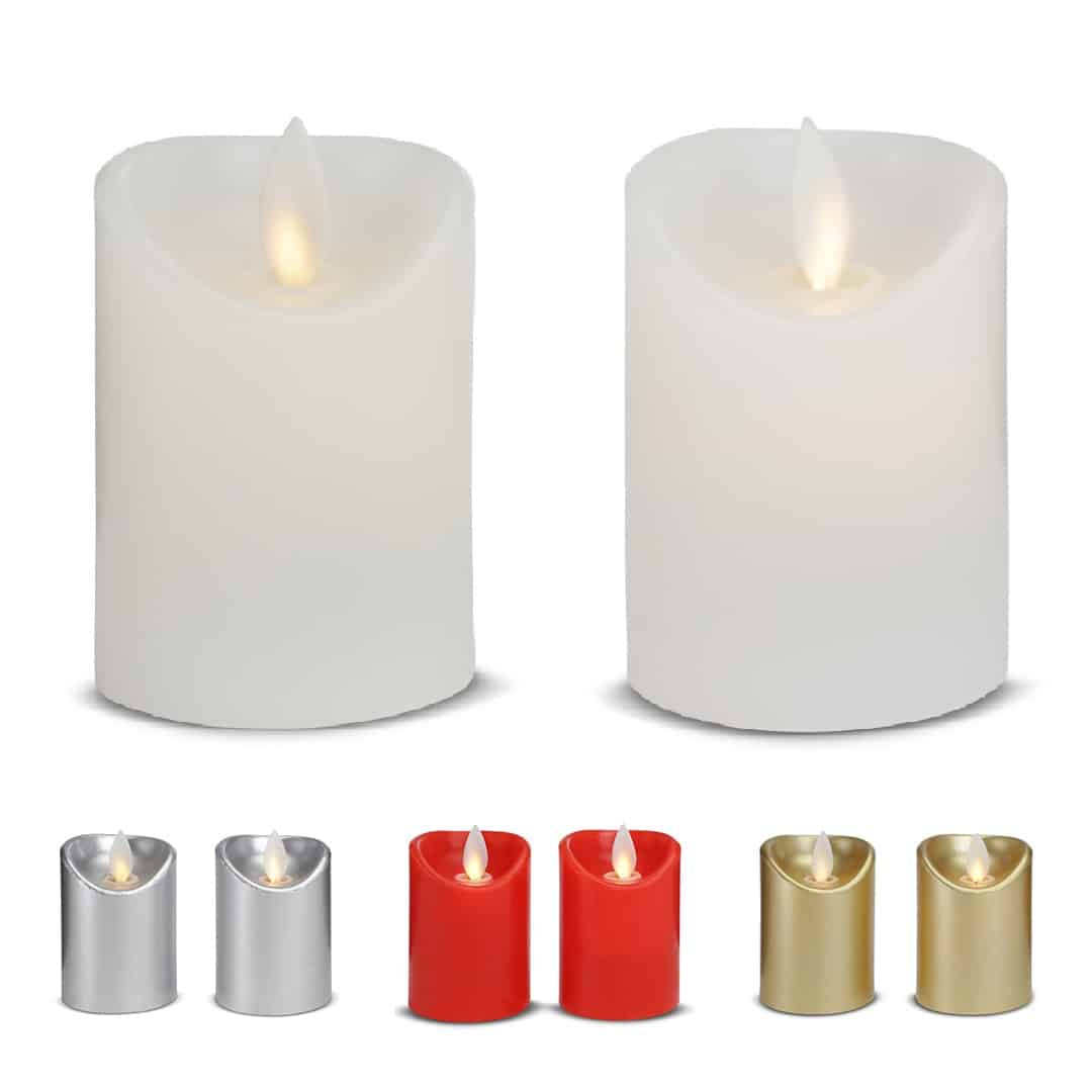 LED stearinlys - 2 stk. - 7 cm - m/3D flamme - (flere farger)
