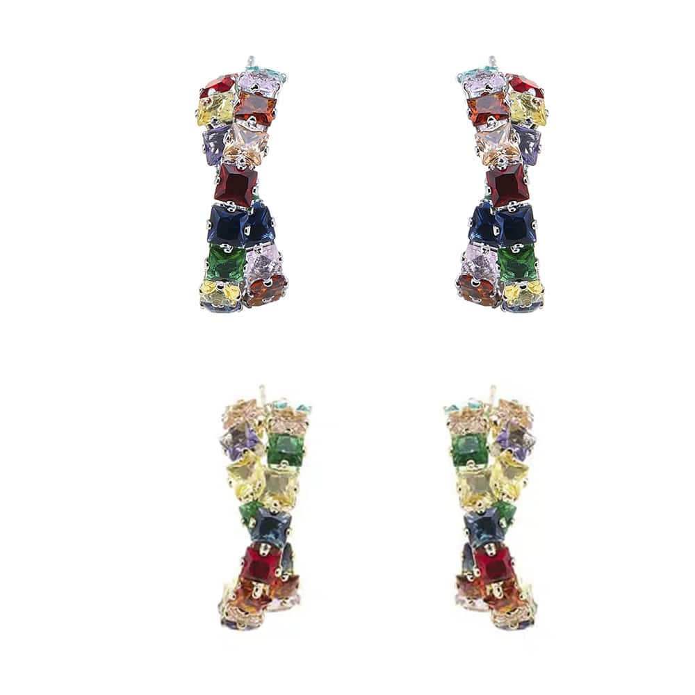 Øredobber med mange farger, gull eller sølv