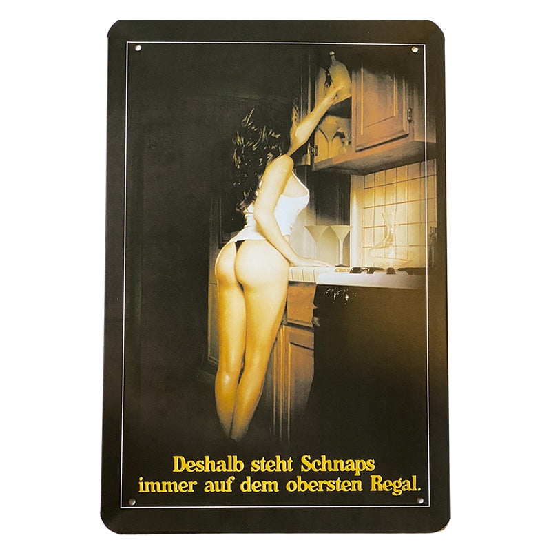 Metallskilt – Deshalb steht Schnaps