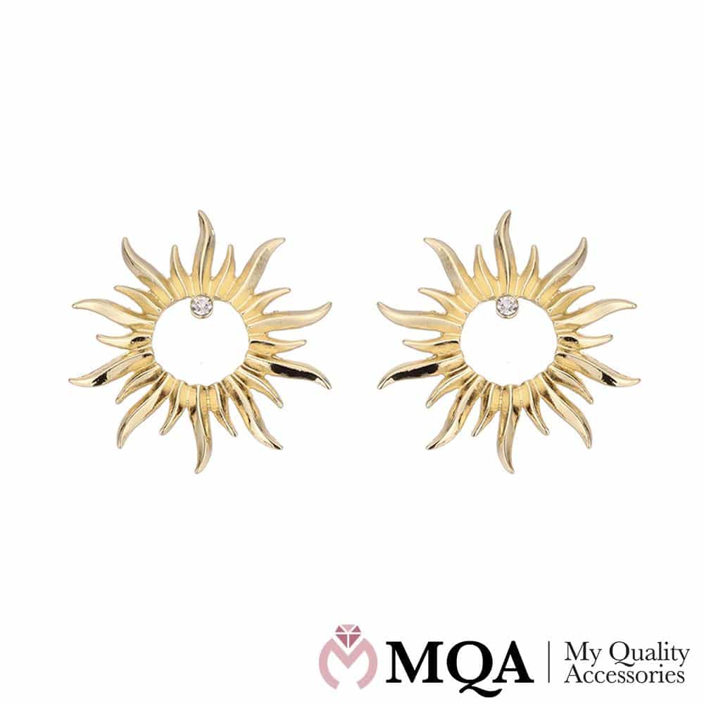 Øredobber med stor sol og liten klar sten