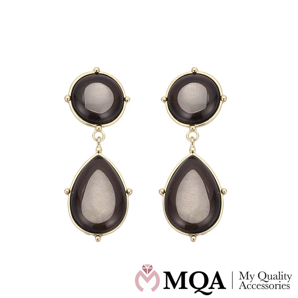 Øredobber med sten og dråpeformet anheng