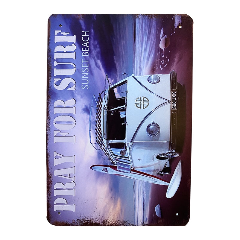 Metallskilt – Pray for surf