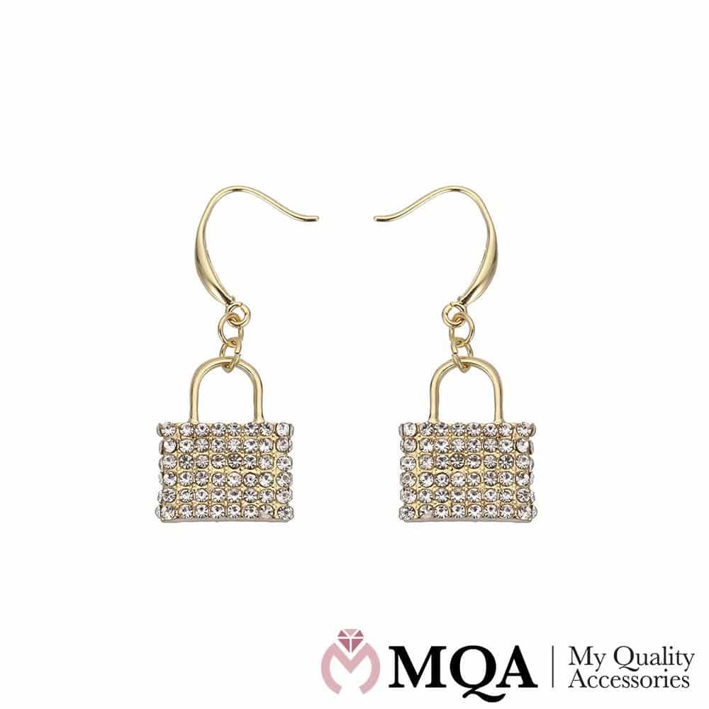 Øredobber med hengelås med små glitrende stener