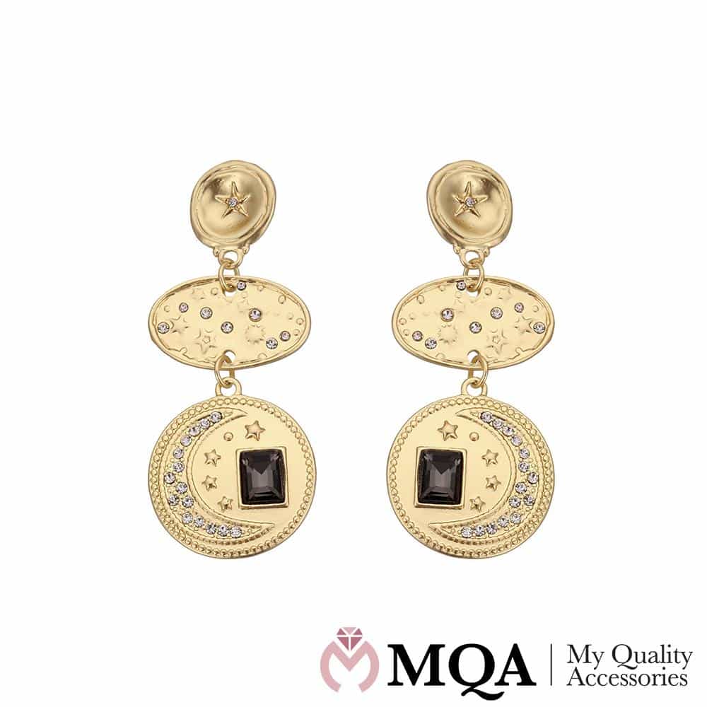 Øredobber med glitrende stener og gullstjerner