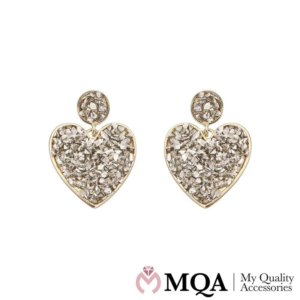 Øredobber i hjertedesign med stener