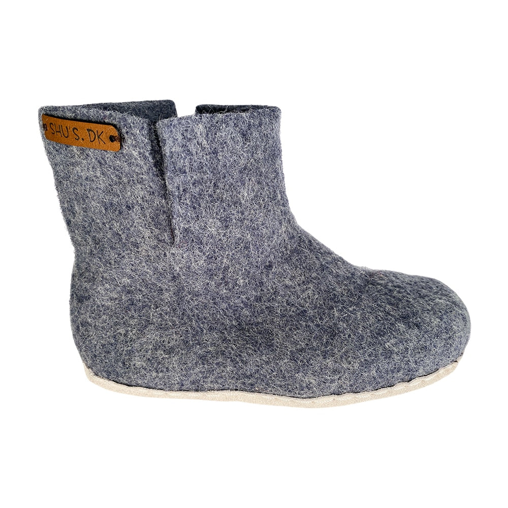 Ullstøvler Barn (100 % ren ull) – Modell Denim m/såle i skinn