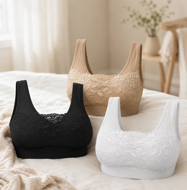 Comfort Bra – 3 stk. sømløs BH med feminine blonder
