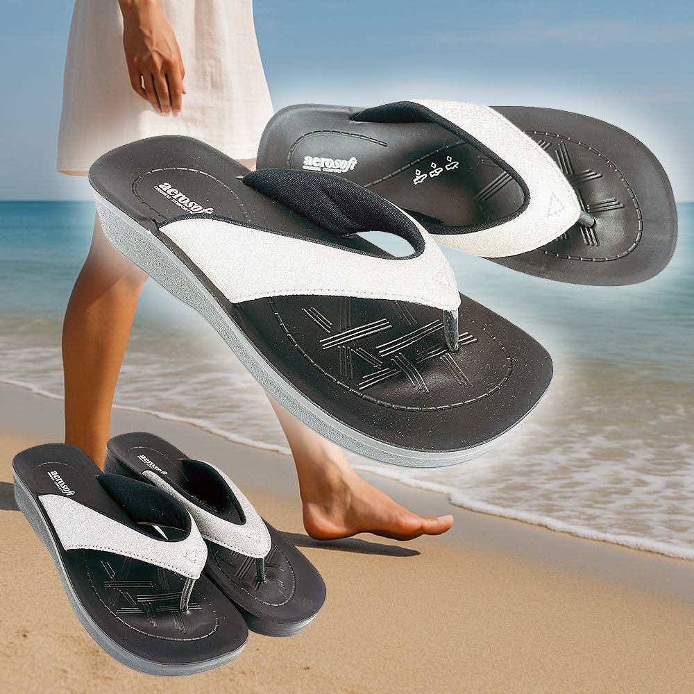 Sandaler fra Aerosoft – modell 3801 i hvitt og sølv