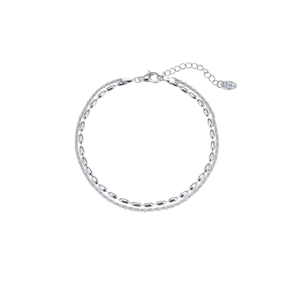 Halskjede, sølvfarget, dobbelt, justerbar