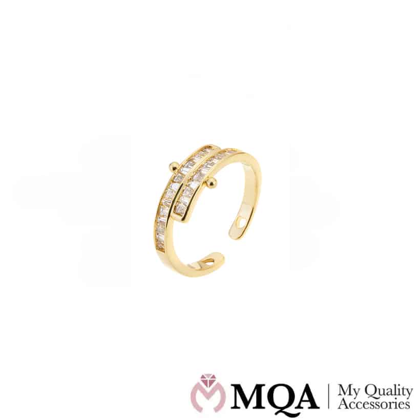 Ring, gullfarget med glass steiner