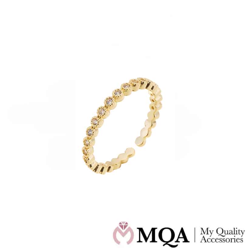 Ring, gullfarget med glass steiner