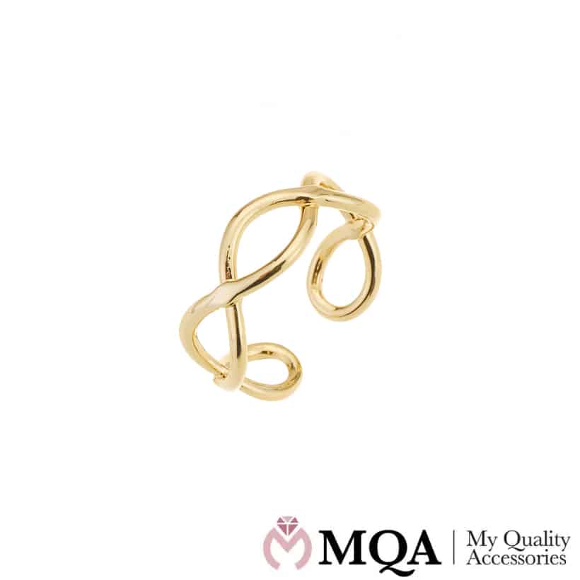 Øredobber gullfarget med abstrakt vridd design