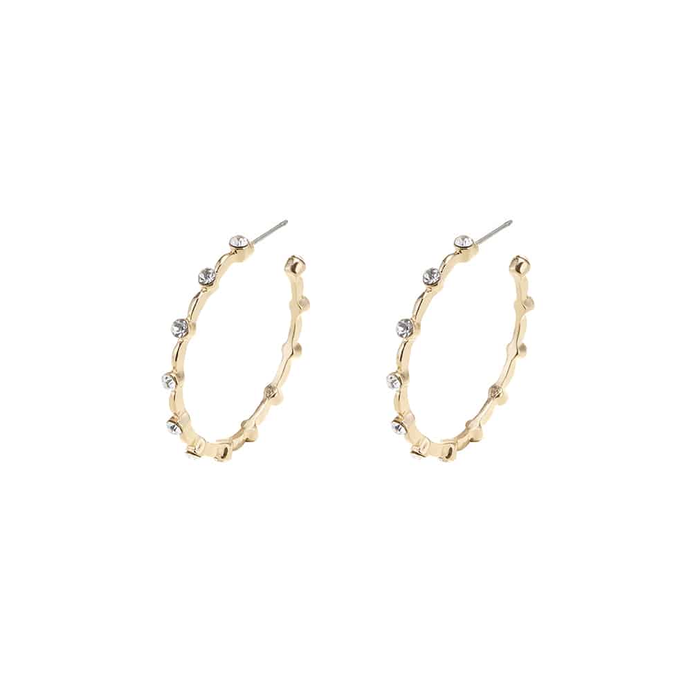 Øredobber, gullfarget med vakre, klare steiner