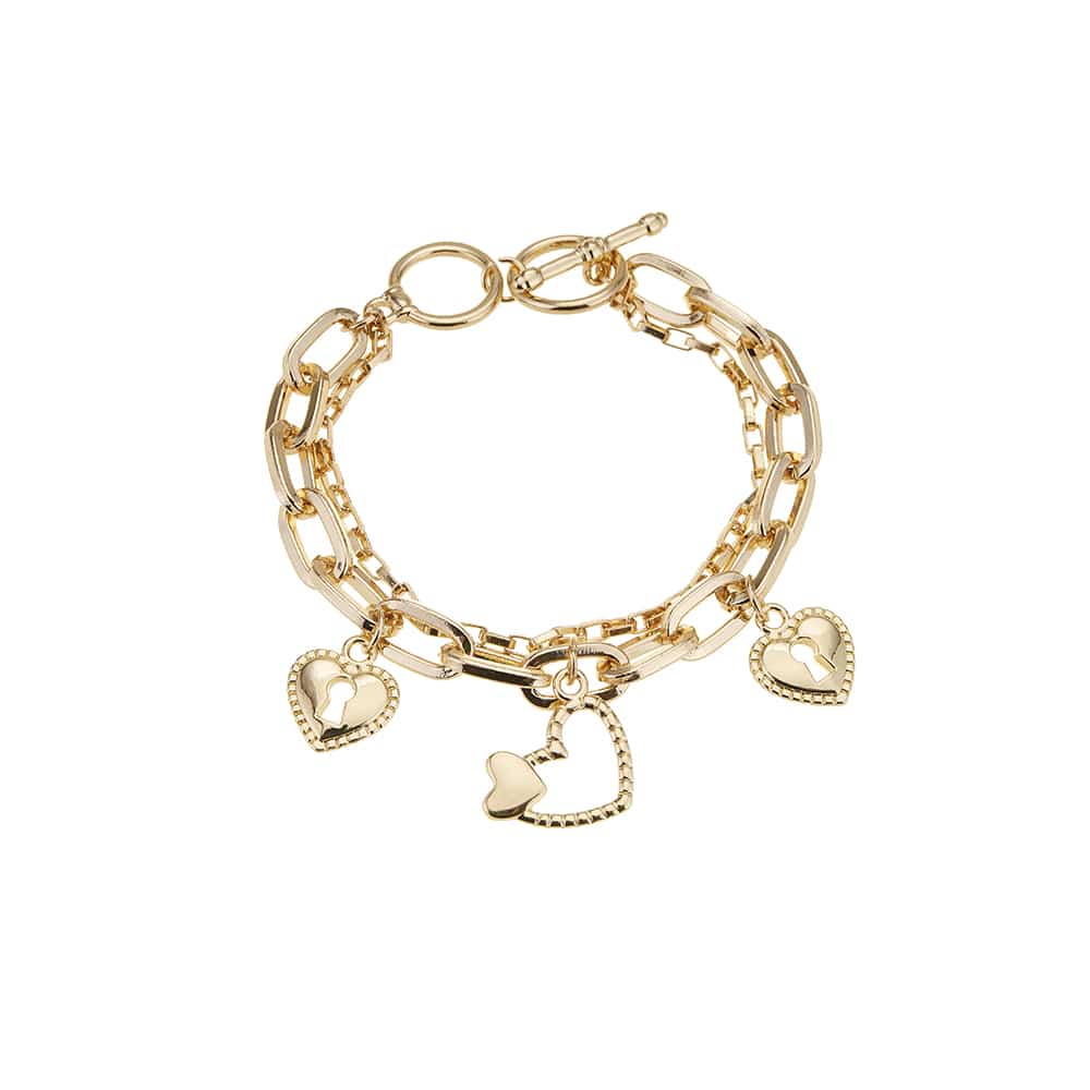 Armbånd, dobbelt, med hjerteformede charms