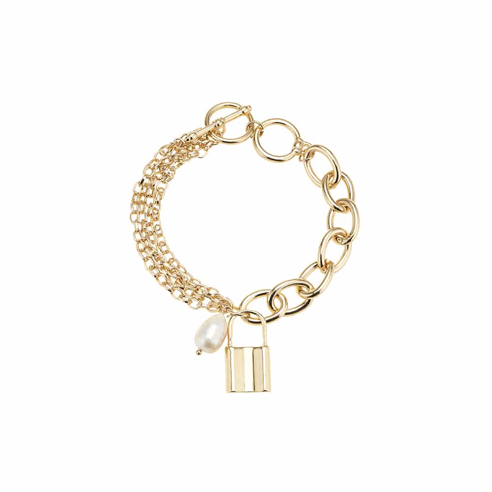 Armbånd, med perle og hengelås