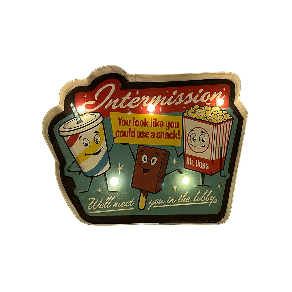 Retro Skilt INTERMISSION med lys