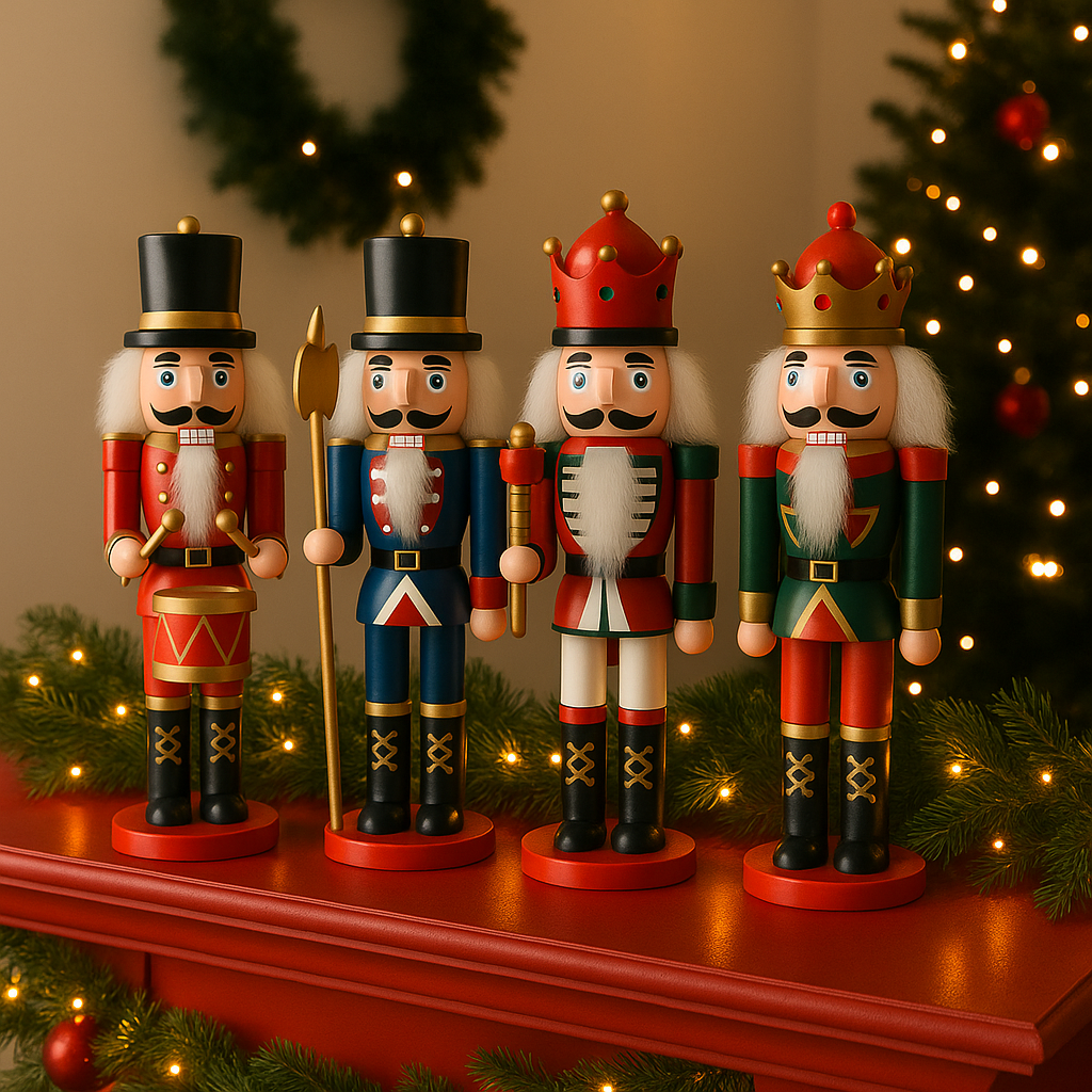 Nøtteknekkerfigurer i tre – 24 cm – 4 forskjellige figurer