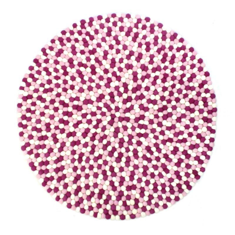 Kuleteppe i rosa og hvit - gulvteppe