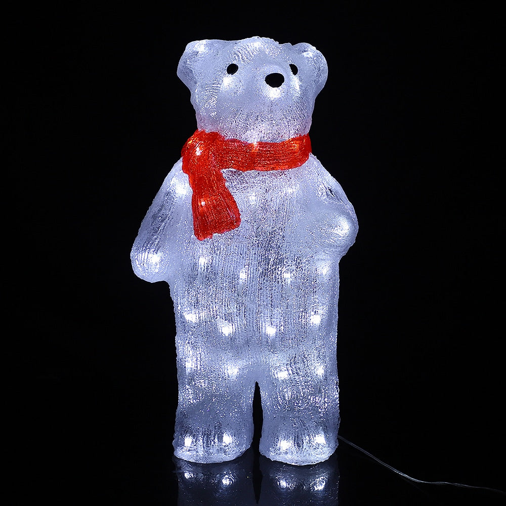 Akryl Isbjørn - Høyde 45 cm med LED-lys -