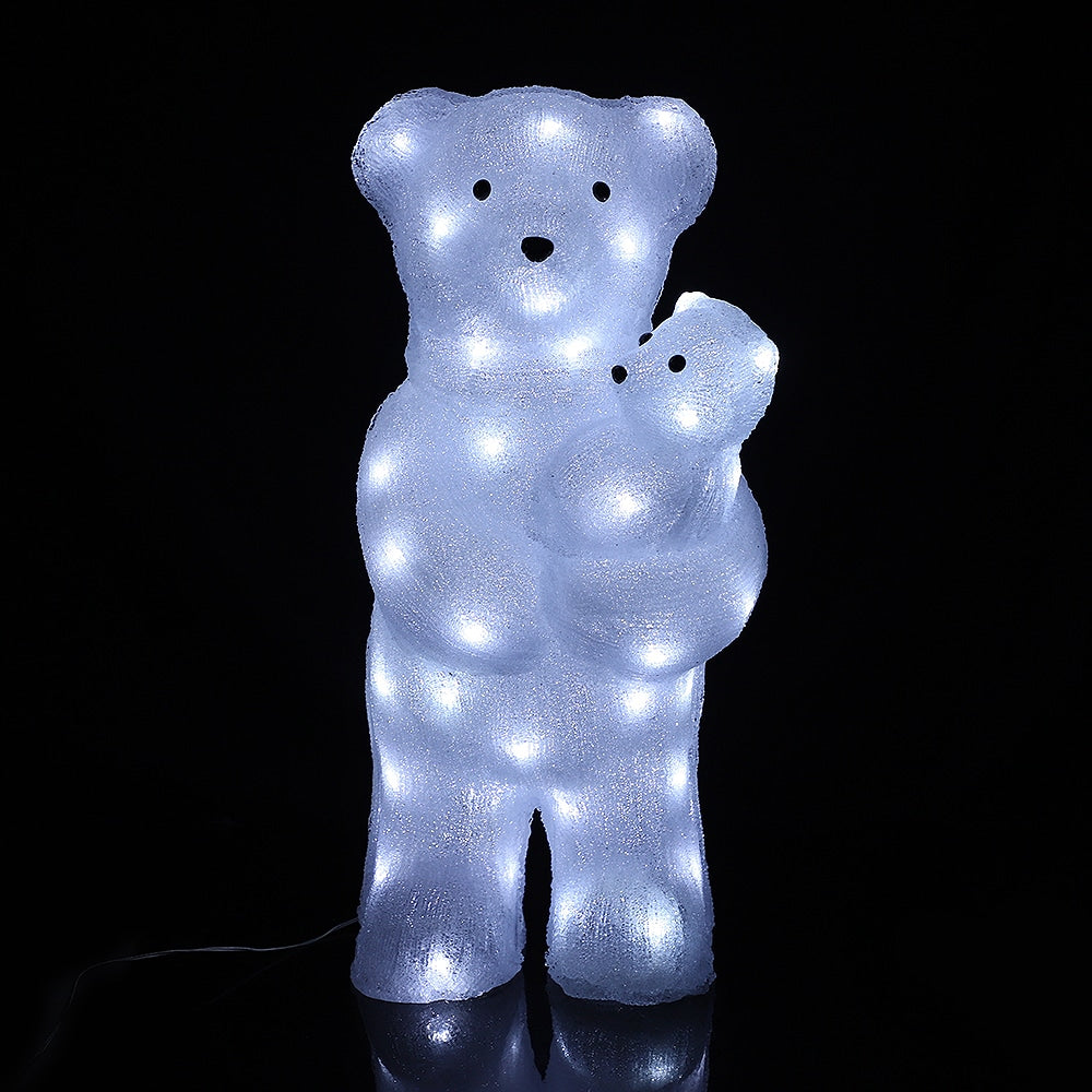 Akryl Isbjørn - Høyde 60 cm med LED-lys -