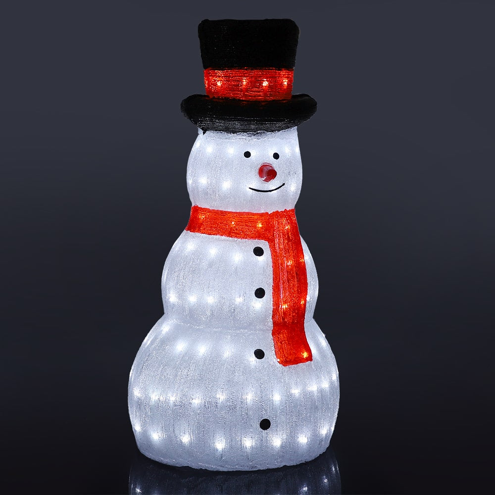 Snømann i akryl - 80 cm høy med LED-lys -