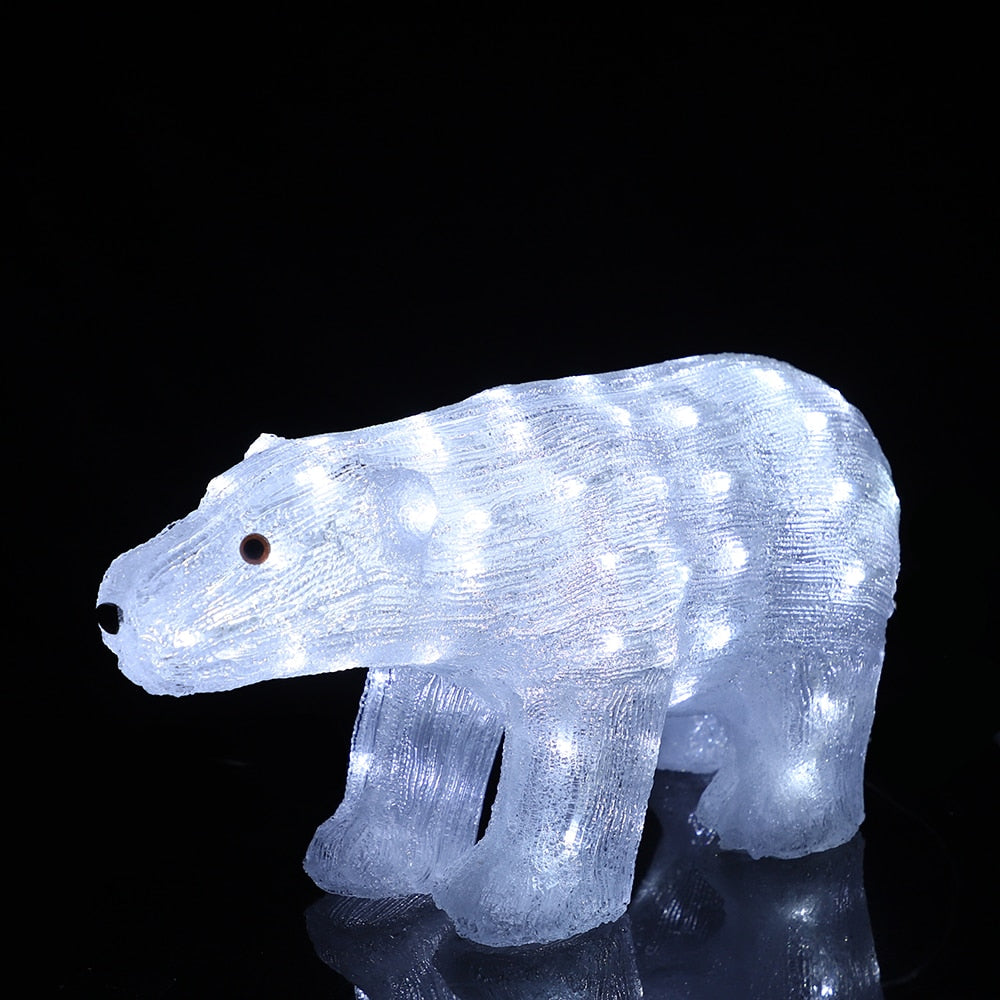 Akryl Isbjørn - Høyde 29 cm med LED-lys -