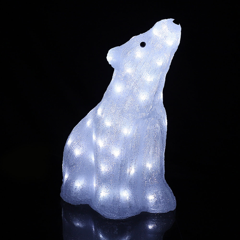 Isbjørn i akryl - 46 cm høy med LED-lys -