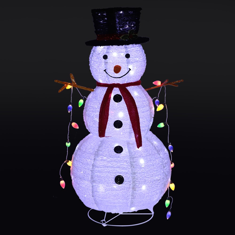 Snømann Høyde 120 cm - LED - Sammenleggbar -