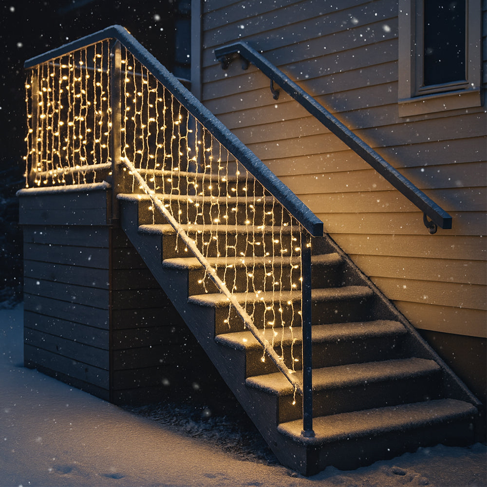 Lysslynge med istapper 95 LED 3 meter, varm hvit