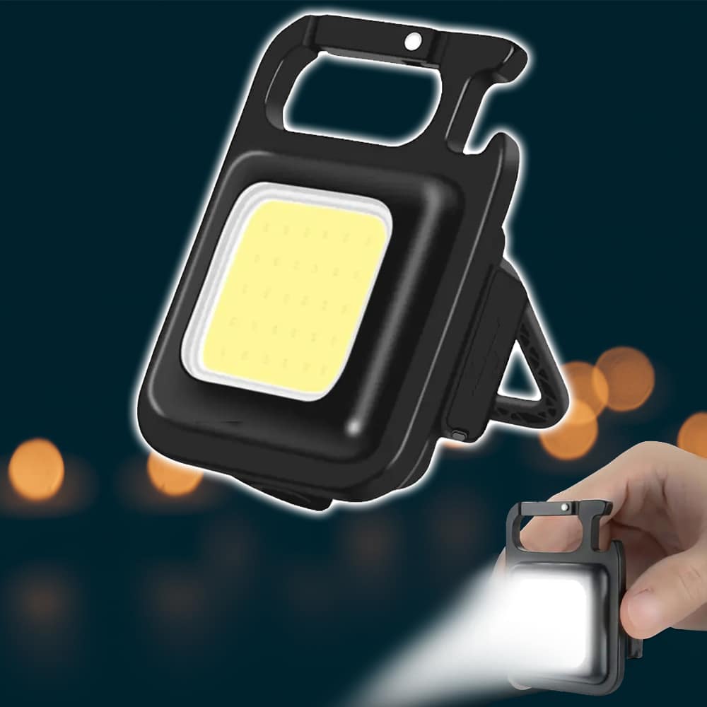 Nøkkelring med oppladbar COB-LED-lommelykt – 3 lystilstander