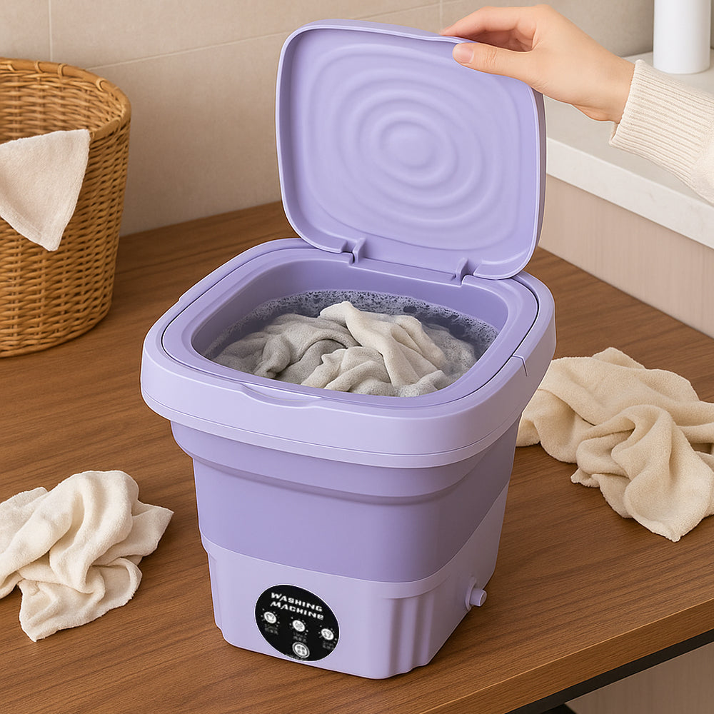 Bærbar & Sammenleggbar Vaskemaskin med Tørkefunksjon