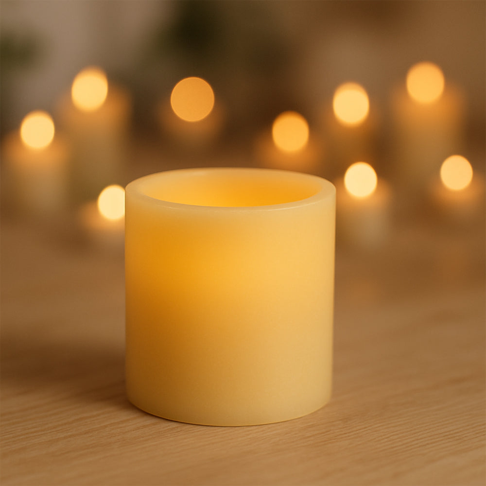 LED-blokklys med 3D-flammer – Ø15 cm