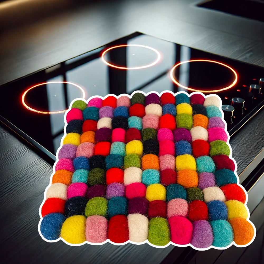 Firkantet Bordskåner i 100% Ull – Flerfarget