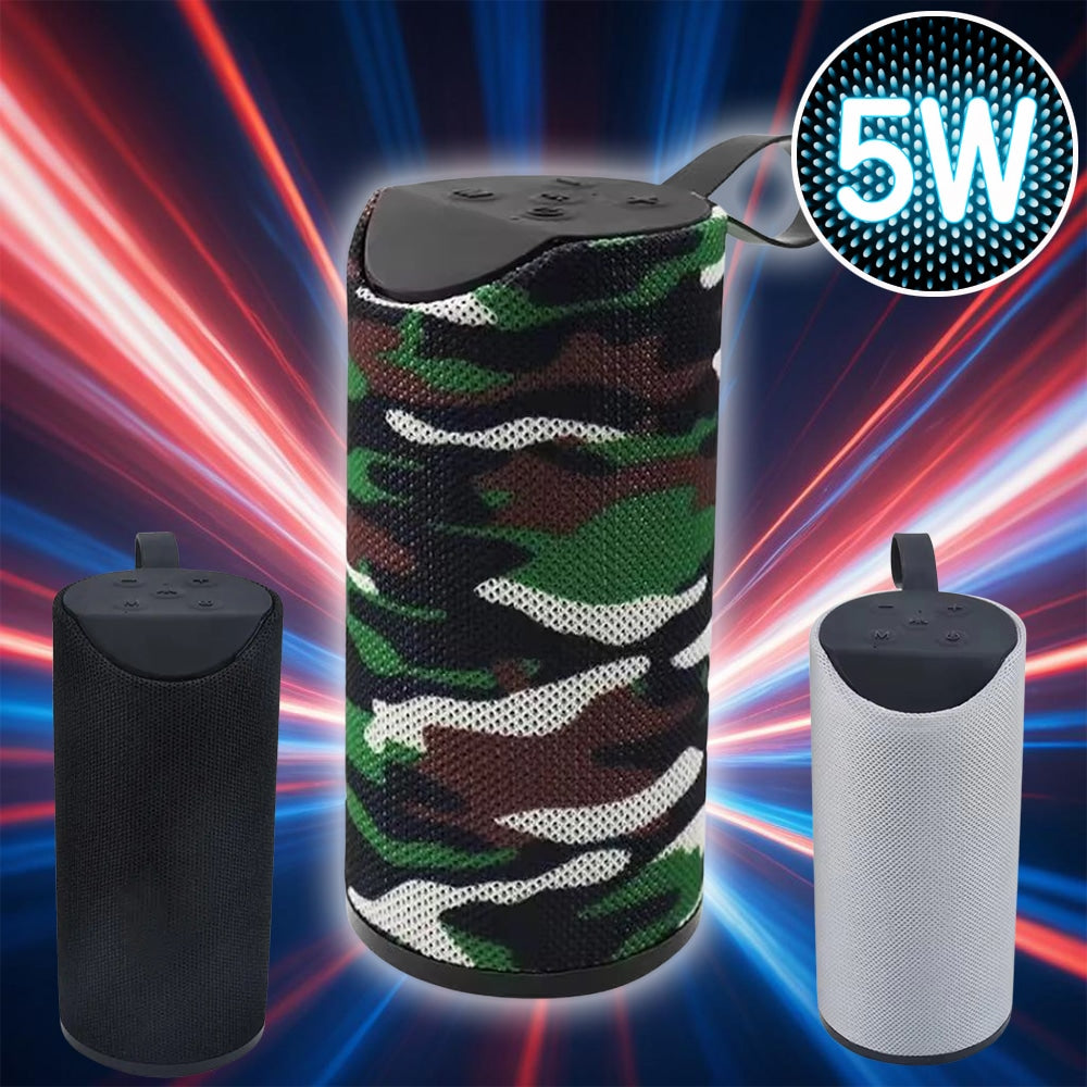 Bluetooth-høyttaler 5W med subwoofer og stoffdesign