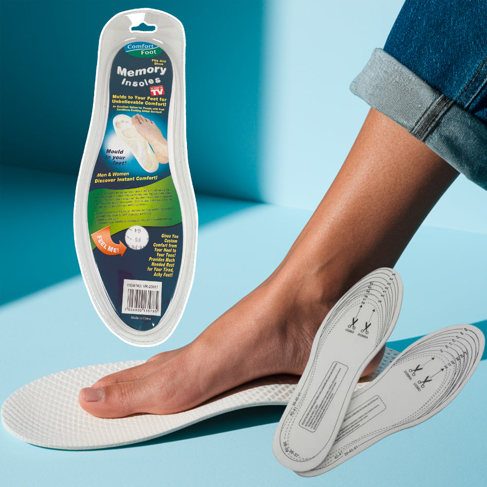 Fotsåle / sko-innlegg i minneskum – 1 par, hvite (one-size)