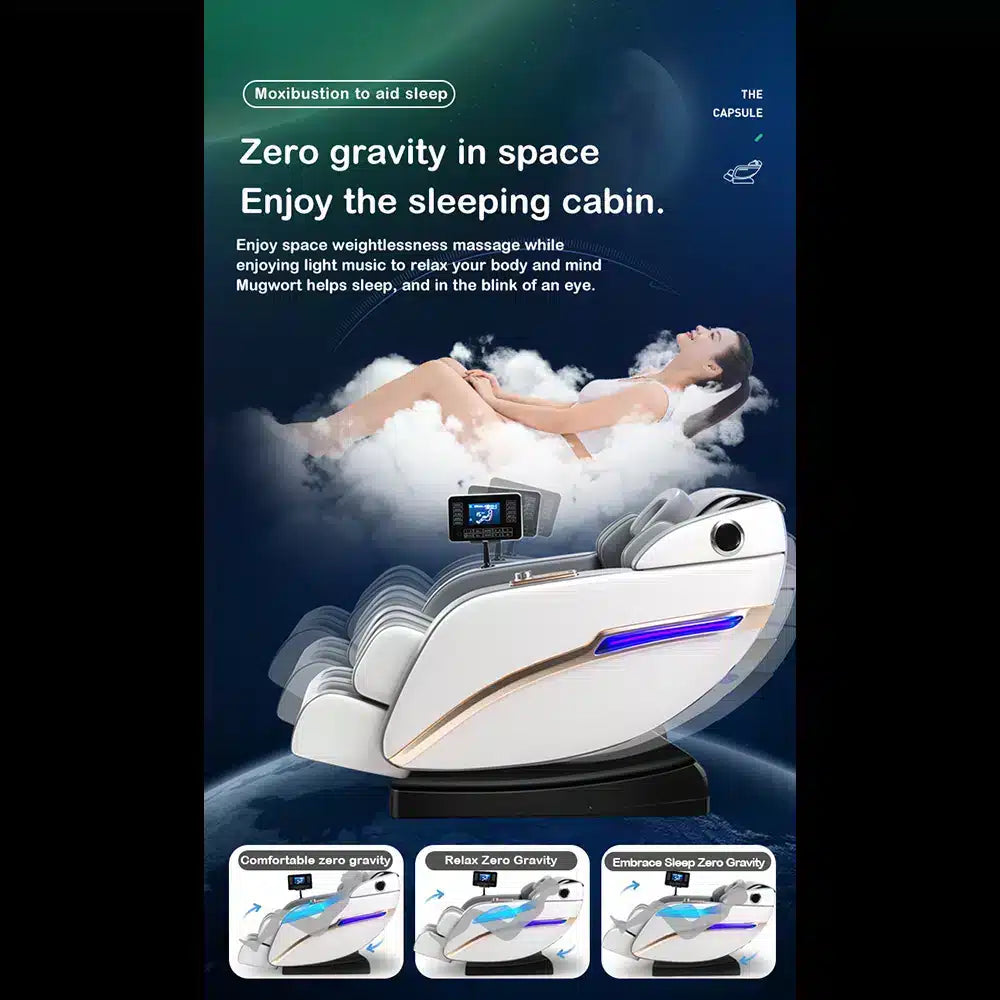 Massasjestol 4D Pro+ Hvit med Varmeterapi og Stemmestyring – Modell M9 Hvit