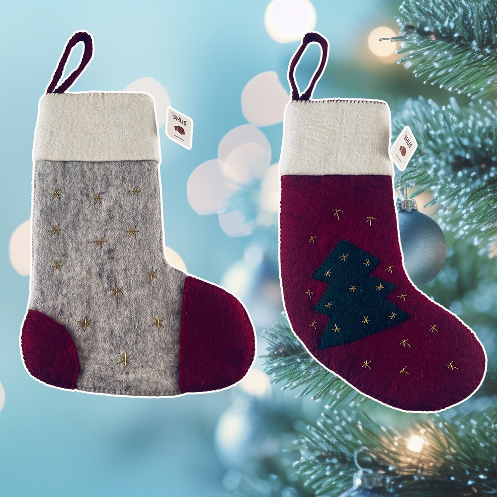 Stor Julesok - Håndlavet - 100% ren uld