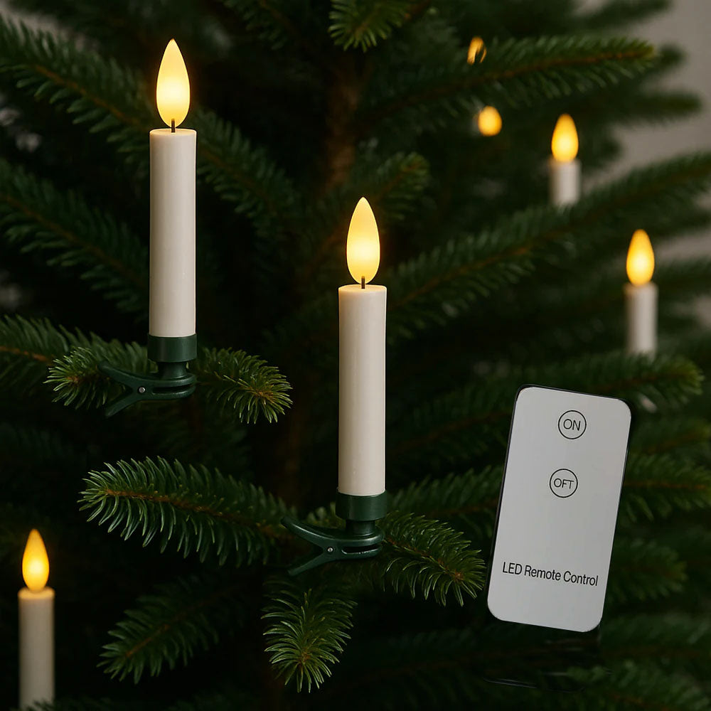 Trådløse LED-juletrelys med fjernkontroll – 10, 20 eller 30 stk.