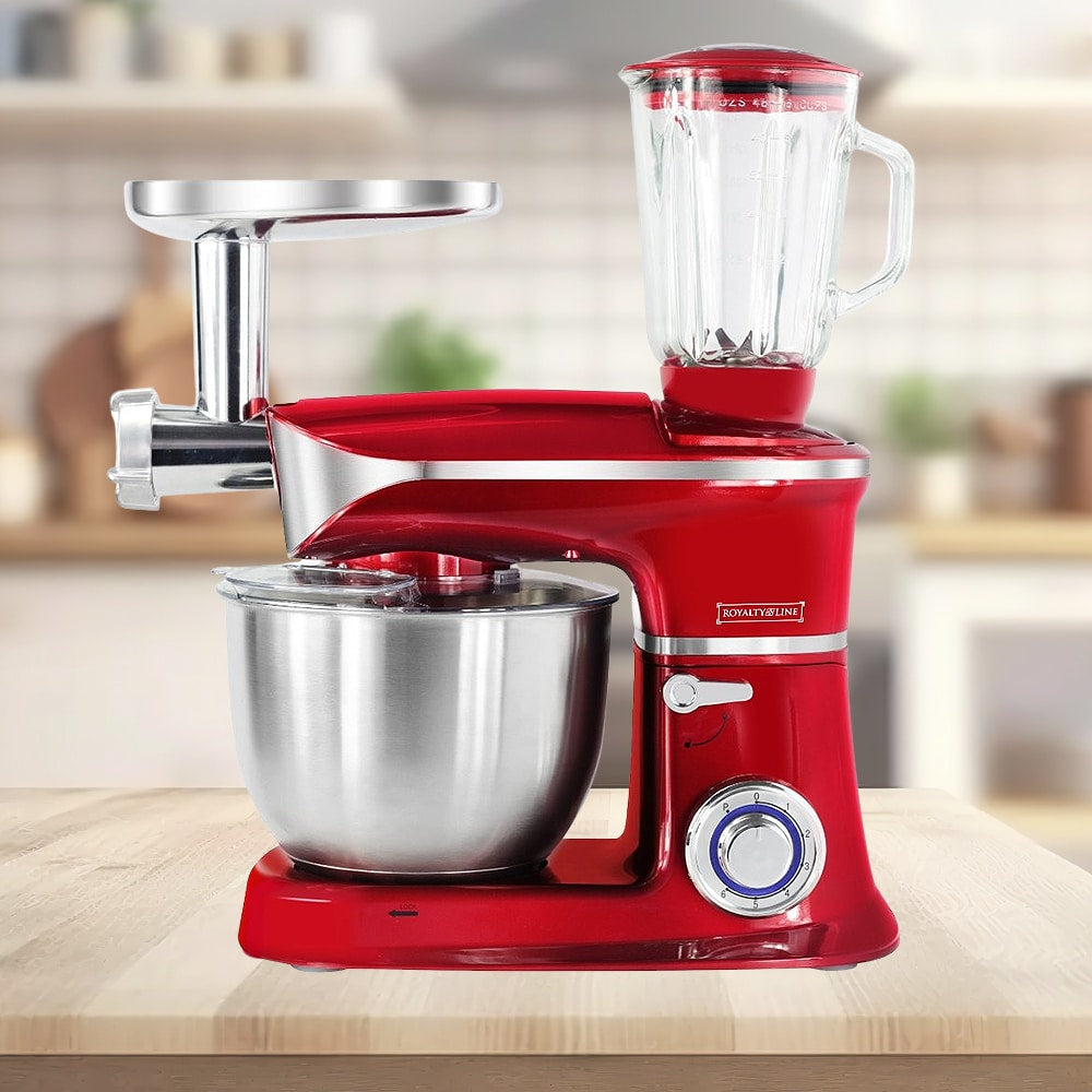 Kjøkkenmaskin 3-i-1 1900 watt Rød, Sort eller Sølv (blender, kjøttkvern og mikser)