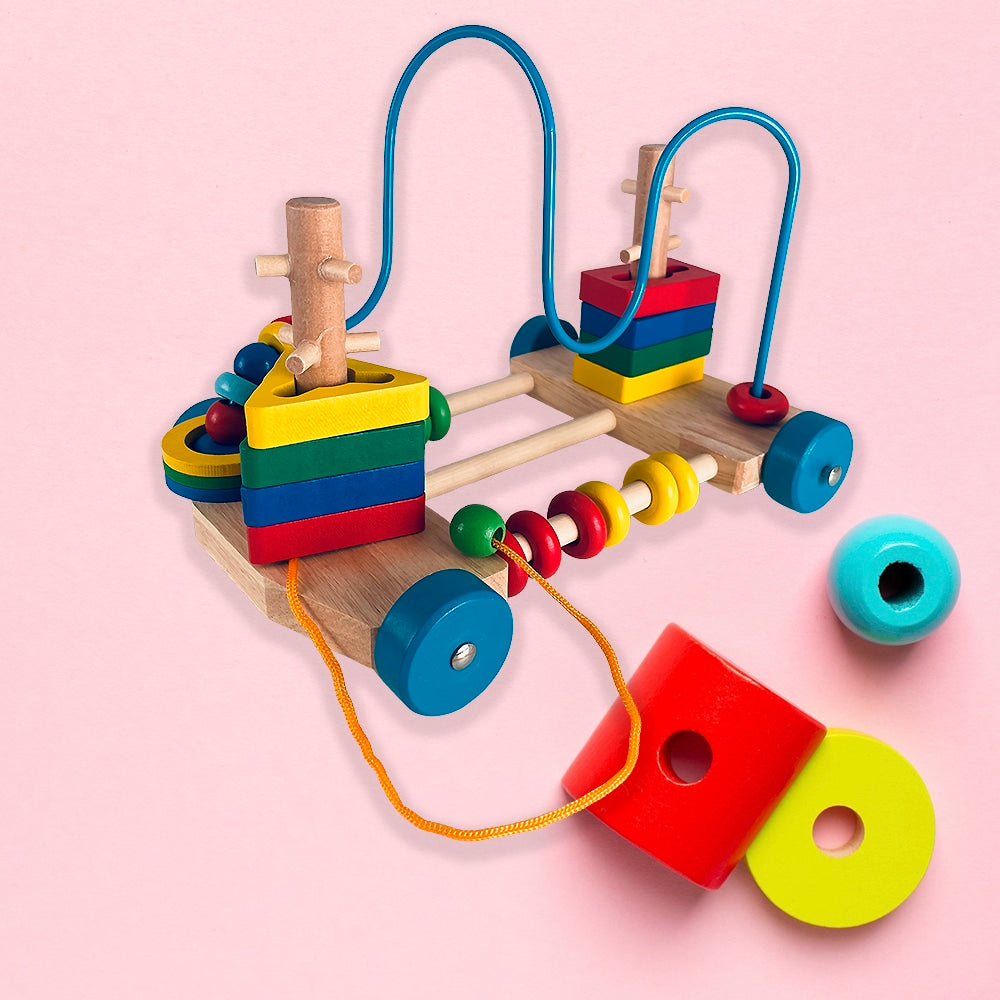 Treleke - rullende vogn med perlelabyrint