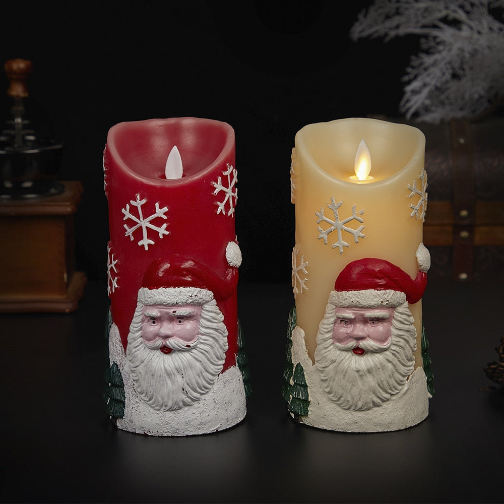 LED-lys med julemotiv - Ø9 x 18 cm - (Rød eller Hvit)
