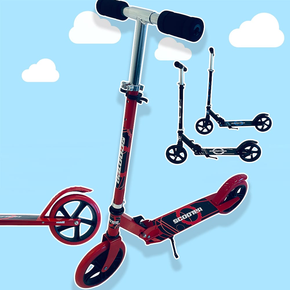 Sparkesykkel med store hjul & bakbrems – sammenleggbar (fås i flere farger)