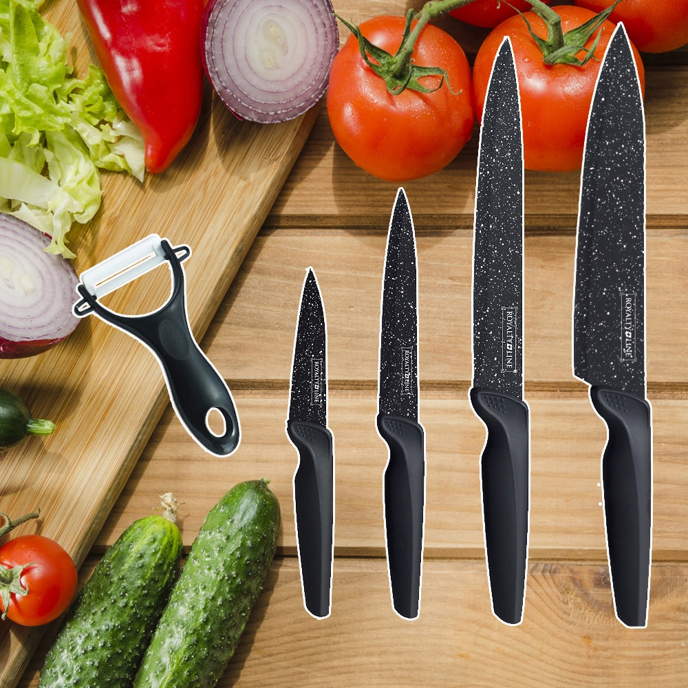 Knivsett (4 deler + skreller) Royalty Line m/marmorbelegg