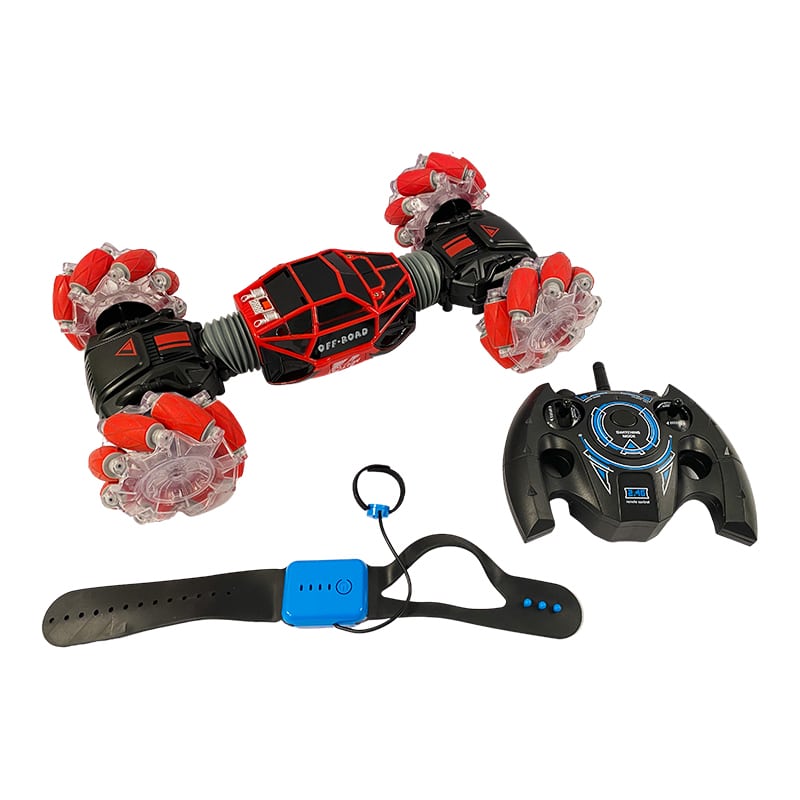 Fjernstyrt stuntbil m/LED-lys & 2 fjernkontroller